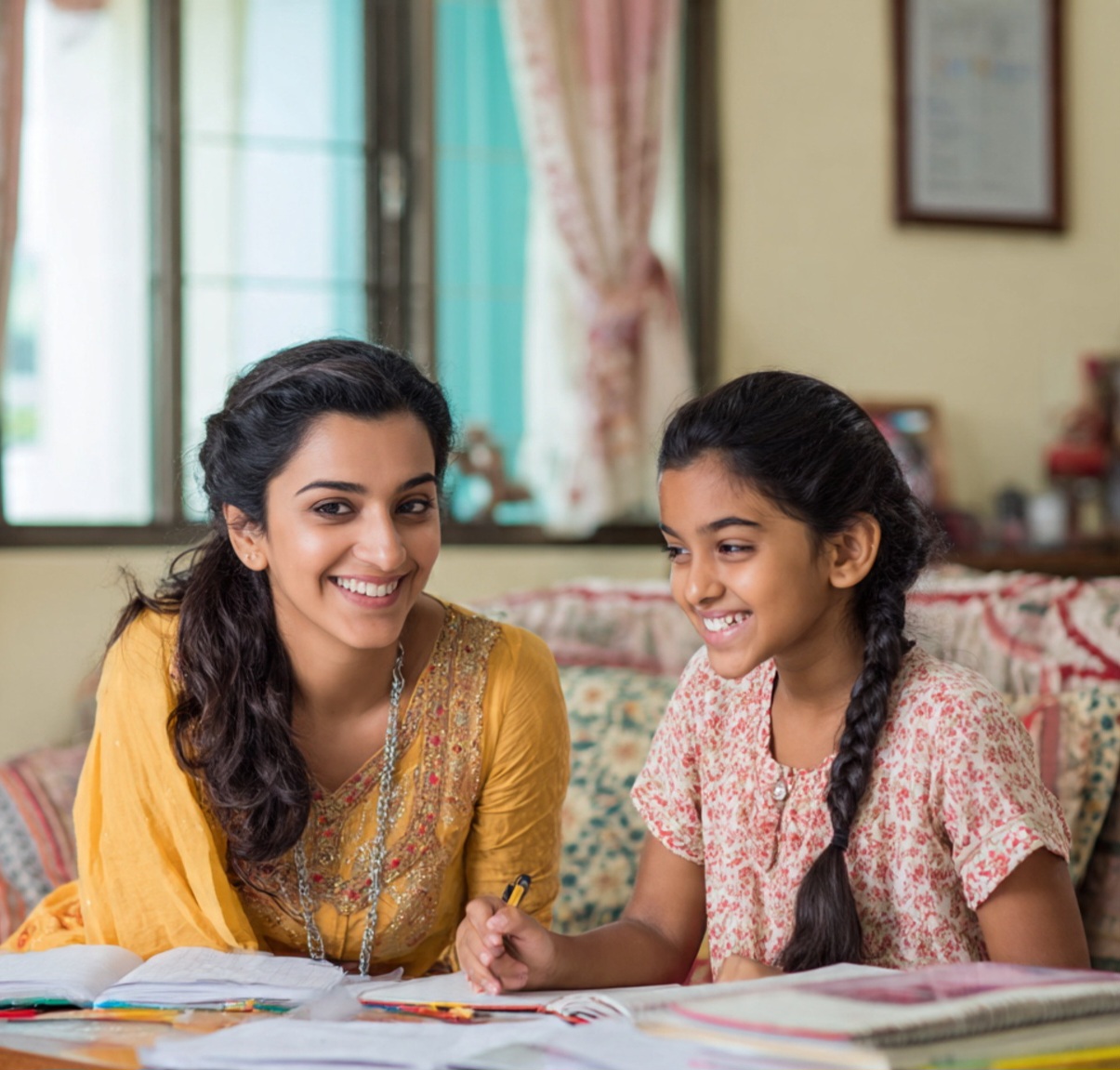 Tutor teaching student