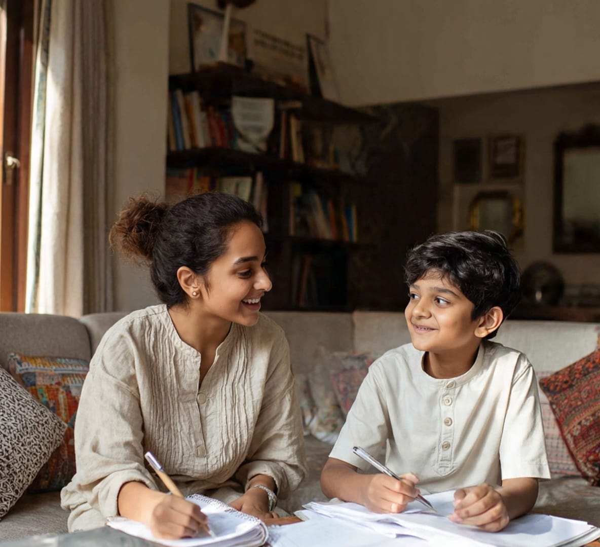 Tutor teaching student